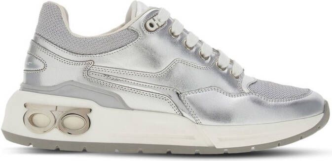 Ferragamo metallic leather sneakers Silver
