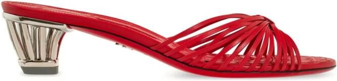 Ferragamo multi-strap 40mm leather mules Red