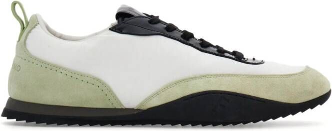 Ferragamo panelled lace-up sneakers Green