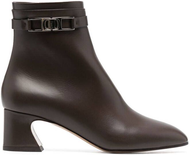 Ferragamo Rego 55 logo-plaque ankle boots Brown