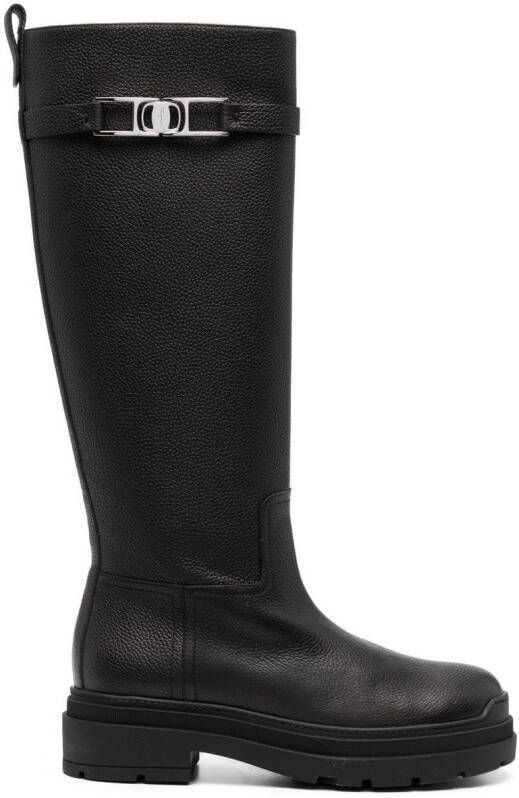 Ferragamo Ryder knee-length leather boots Black