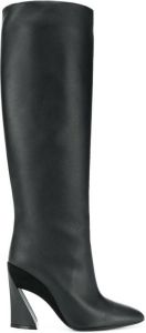 Ferragamo sculptured heel 115mm knee length boots Black