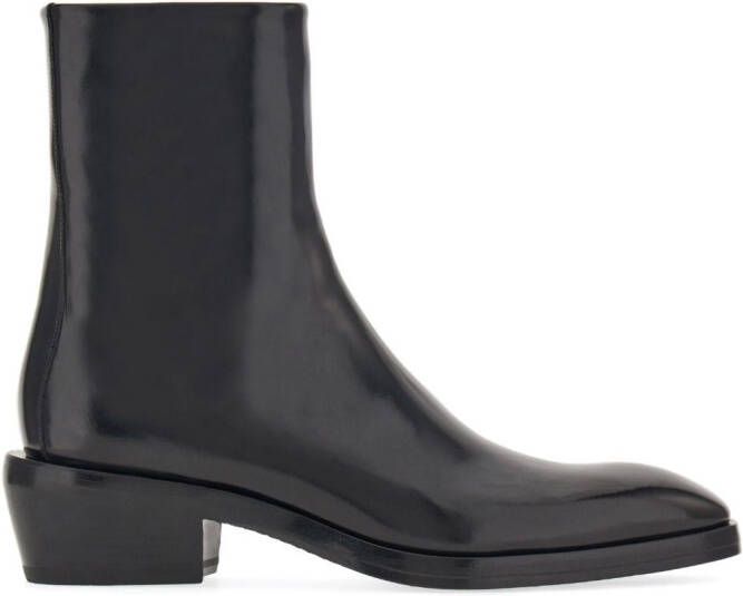 Ferragamo squared-toe leather ankle boots Black