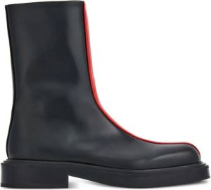 Ferragamo stripe-print leather ankle boots Black