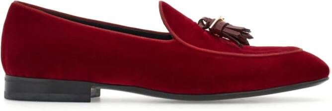 Ferragamo tasselled velvet loafers Red