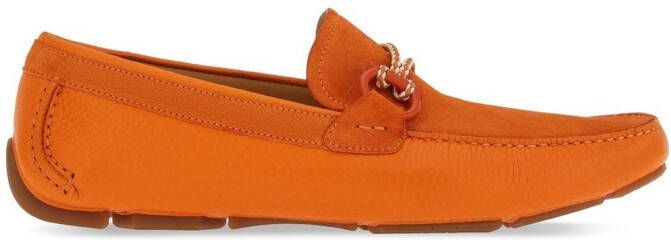 Ferragamo tie-detail suede loafers Orange