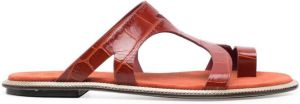 Ferragamo toe-strap leather slides Brown