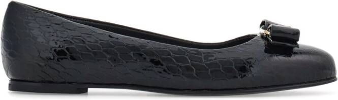 Ferragamo Vara Bow leather ballerina shoes Black
