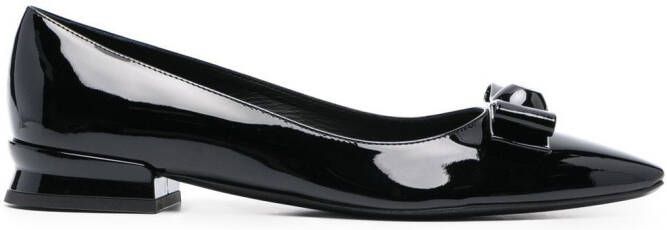 Ferragamo Vara Bow leather ballerina shoes Black