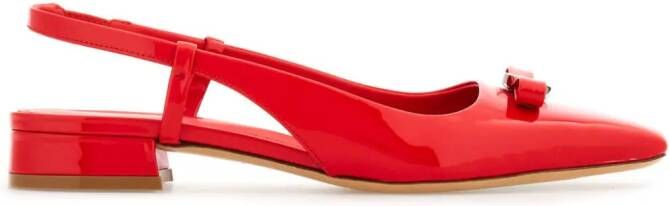 Ferragamo Vara-bow patent leather ballerina shoes Red