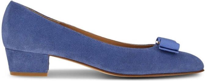 Ferragamo 30mm Vara Bow suede pumps Blue