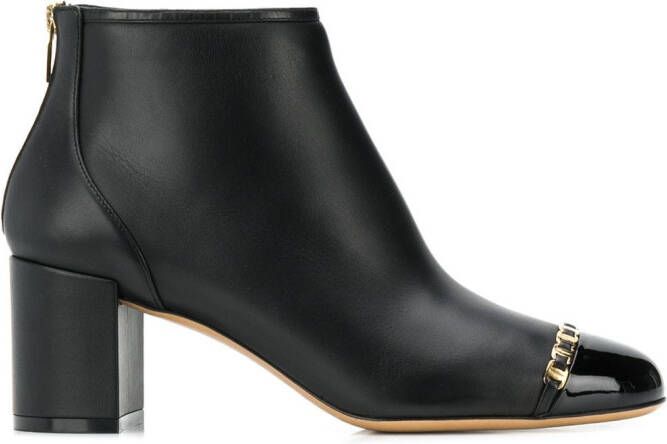 Ferragamo Vara Chain Detail Booties Black