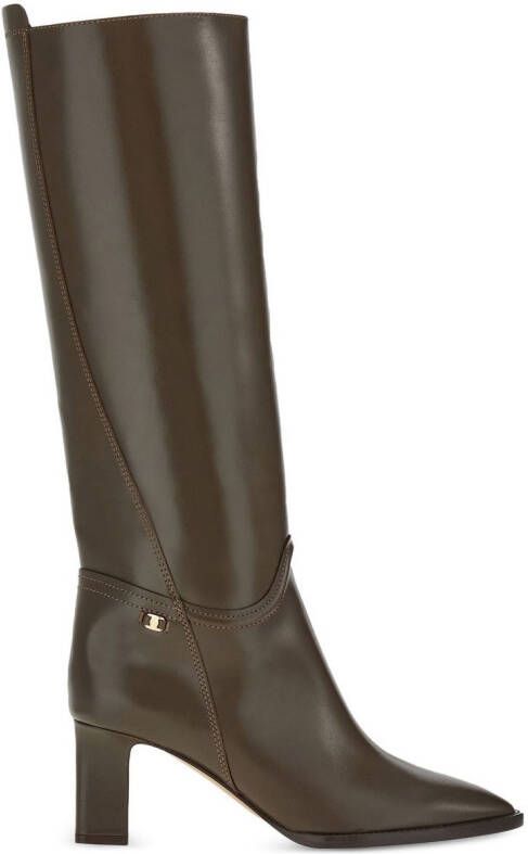 Ferragamo Vara chain knee-high boots Brown