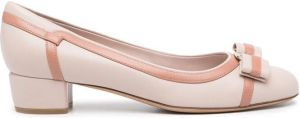 Ferragamo Vara stripe low-heel leather pumps Pink
