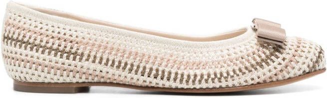 Ferragamo Varina crochet ballet flats Neutrals