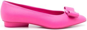 Ferragamo Viva bow-detail leather ballerina shoes Pink