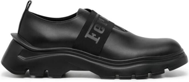 Ferrari logo-strap leather sneakers Black