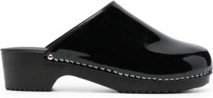 FIGURE DECORATIVE patent-leather clogs Black