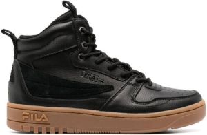 Fila leather embossed-logo high-top sneakers Black
