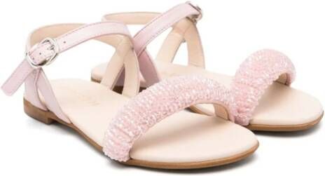 Florens bead-detail leather sandals Pink