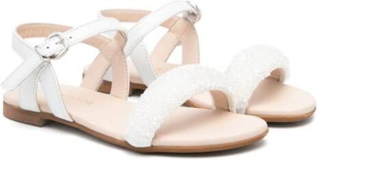 Florens bead-embellished leather sandals White
