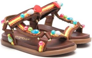 Florens bead-embellished touch-strap sandals Brown