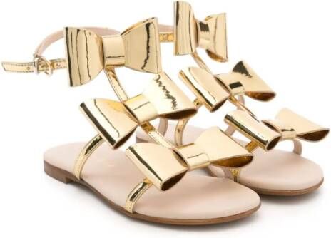 Florens bow-detailed metallic sandals Gold