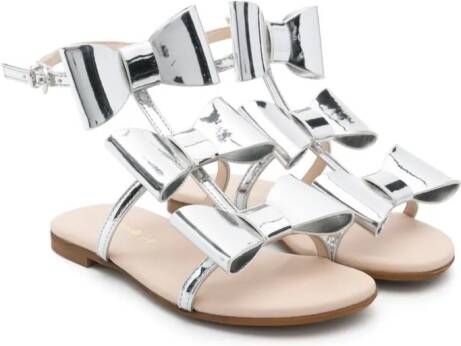 Florens bow-detailed metallic sandals Silver