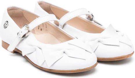 Florens bow-embellished leather ballerina shoes White