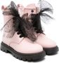Florens bow-tulle detail leather boots Pink - Thumbnail 1