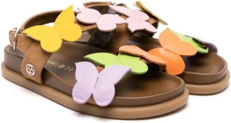 Florens butterfly-appliqué leather sandals Brown