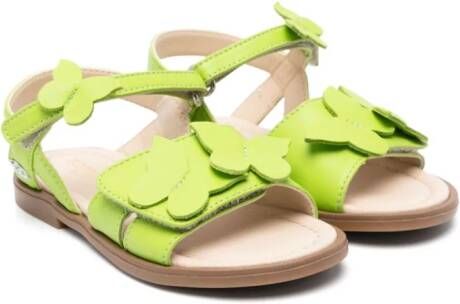 Florens butterfly-appliqué leather sandals Green