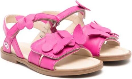 Florens butterfly-appliqué leather sandals Pink