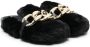 Florens chain-trim faux-fur slippers Black - Thumbnail 1