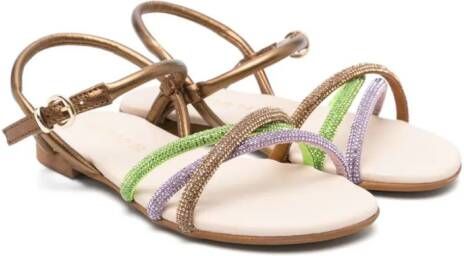 Florens crystal-embellished leather sandals Purple