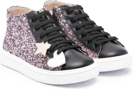 Florens glitter-detail lace-up sneakers Pink