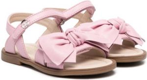 Florens leather bow touch-strap sandals Pink
