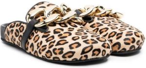 Florens leopard-print chain-trim slippers Neutrals