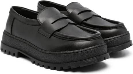 Florens logo-debossed leather loafers Black