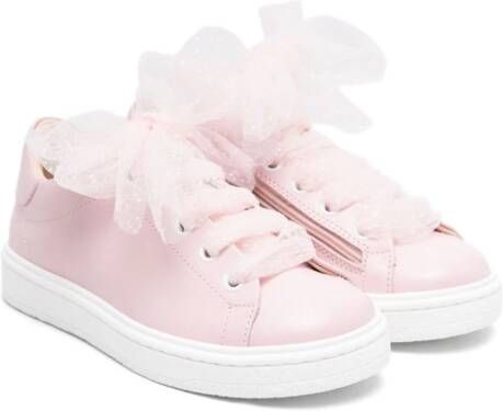 Florens round-toe leather snakers Pink