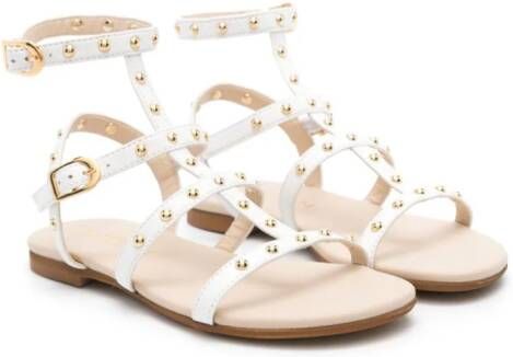 Florens stud-embellished leather gladiator sandals White