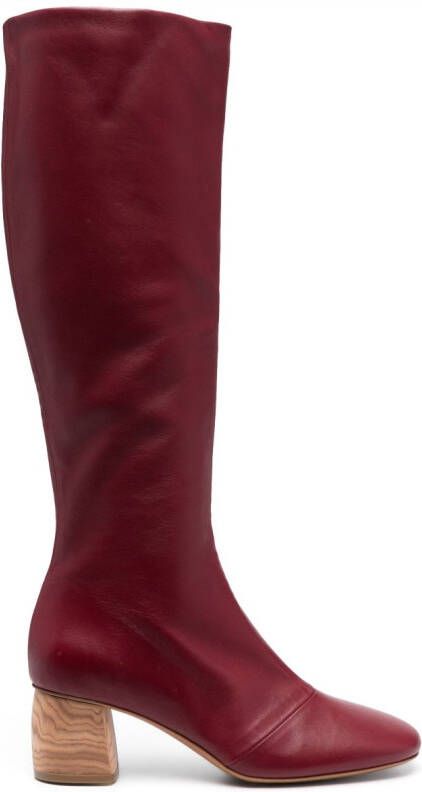 Forte 75mm knee-high leather boots Red