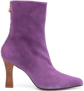 Framed square-toe zipped boots Purple