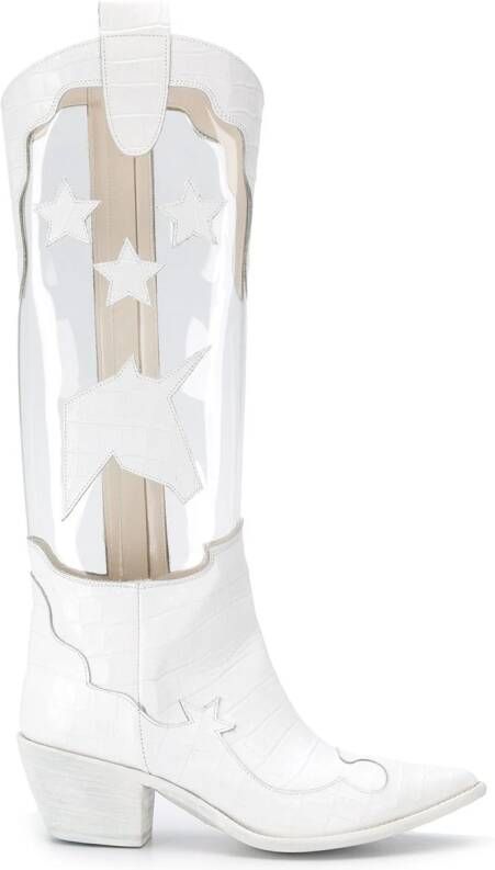Francesca Bellavita transparent panel cowboy boots White