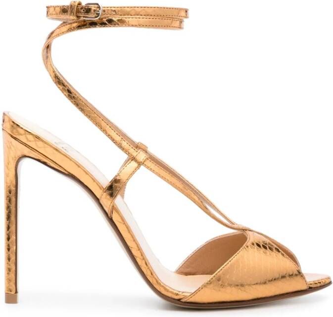 Francesco Russo 105mm snakeskin-effect leather sandals Gold