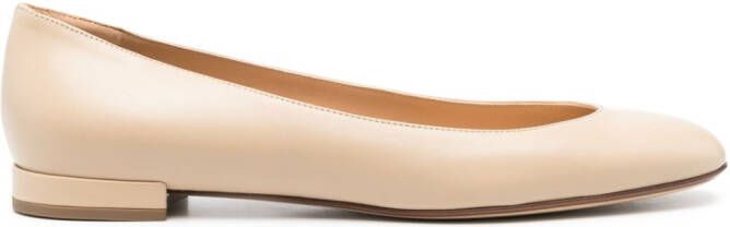 Francesco Russo leather ballerina shoes Neutrals