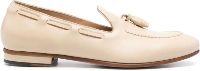 Francesco Russo tassel leather loafers Neutrals