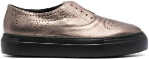 Fratelli Rossetti metallic laceless loafers Brown