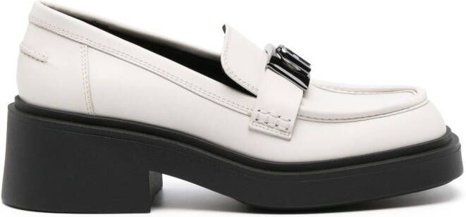 Furla 58mm logo-plaque leather loafers Neutrals