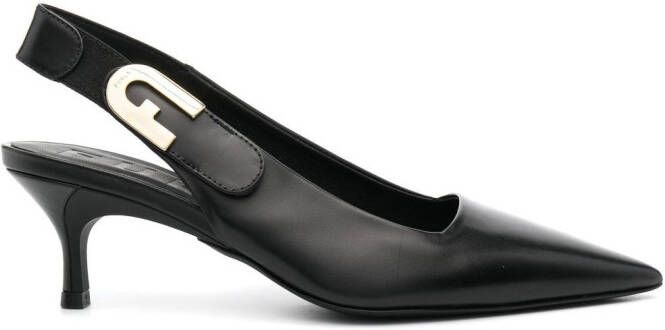 Furla 65mm leather slingback pumps Black